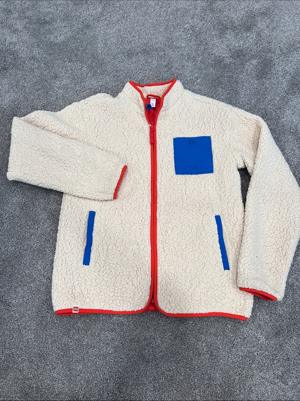 Lego for Target Cream Sherpa Jacket with Red Trim and Blue Lining